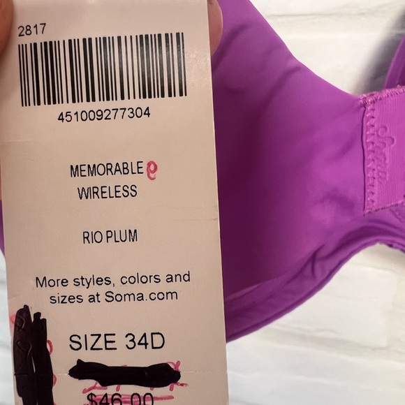 NWT Soma Memorable Wireless Soft Tshirt Bra 34 D Rio Plum Purple #0159 - Picture 8 of 9